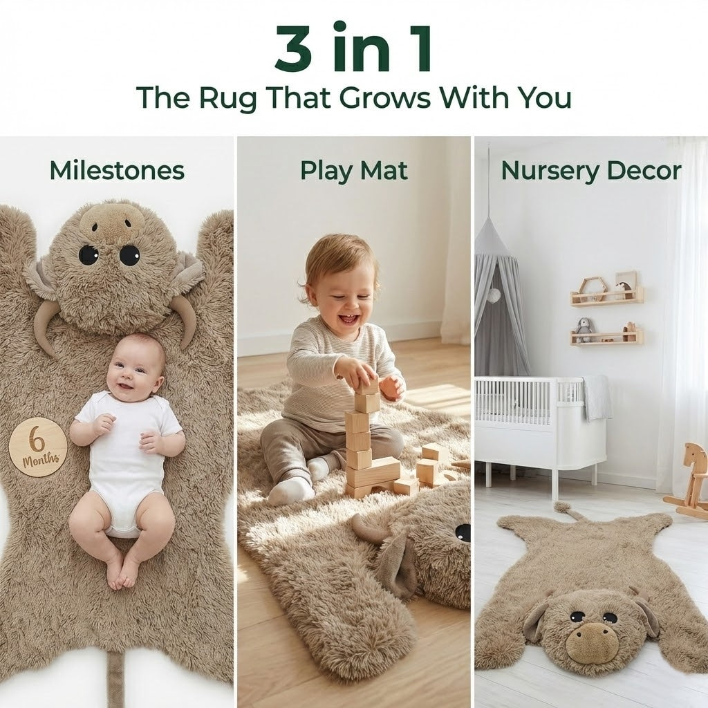 Highland Cow Farmhouse Nursery Rug - DECORLINA