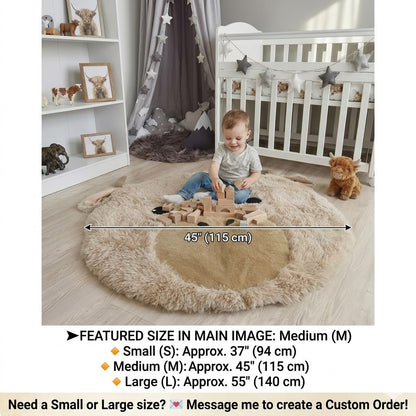 Highland Cow Nursery Rug Beige - DECORLINA