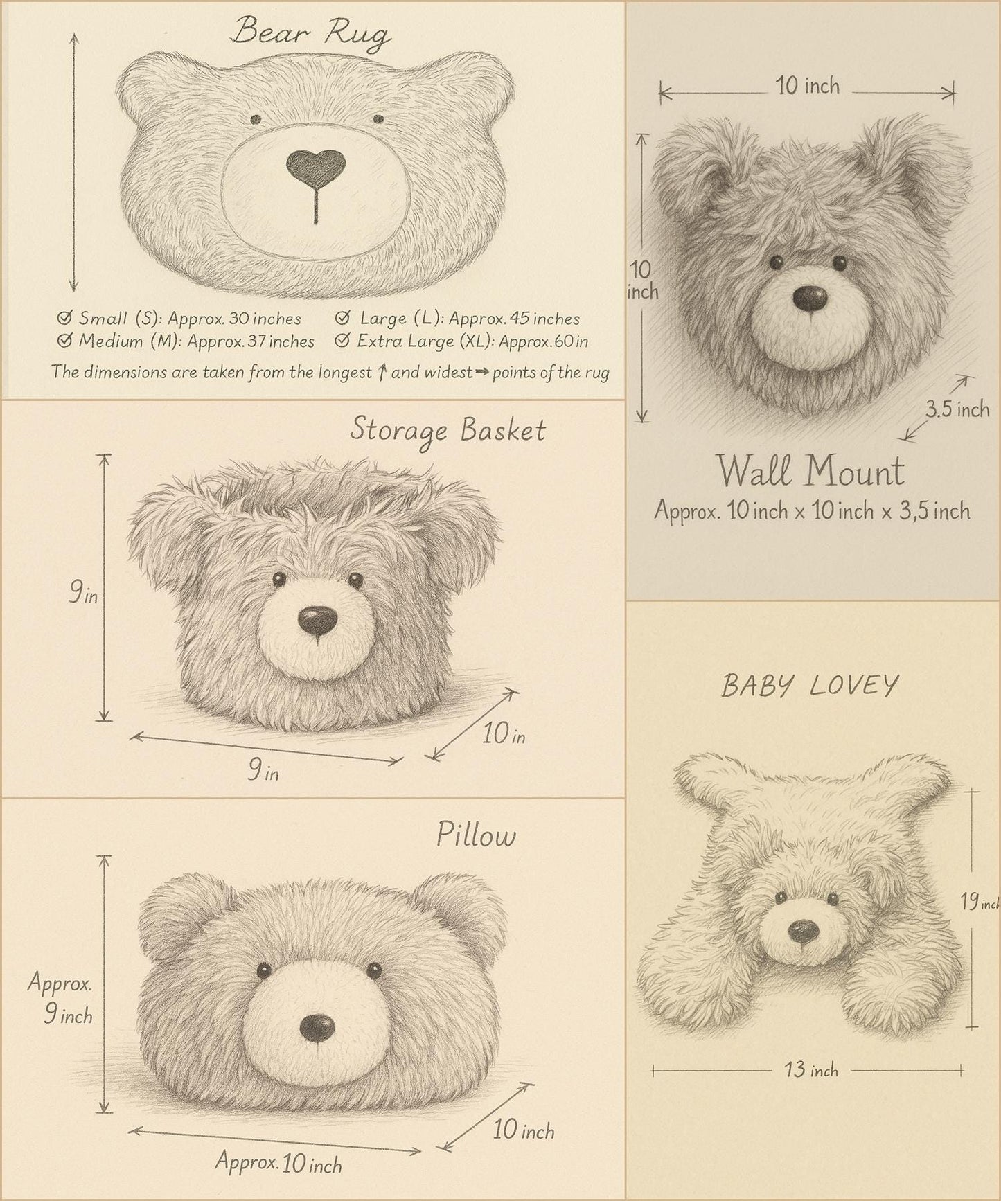 Personalized Fluffy Bear Rug: Cocoa/Snow Nursery Decor