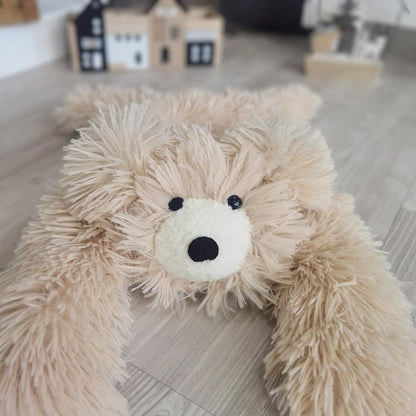 Handmade Beige Faux Fur Bear Rug: Woodland Nursery Decor