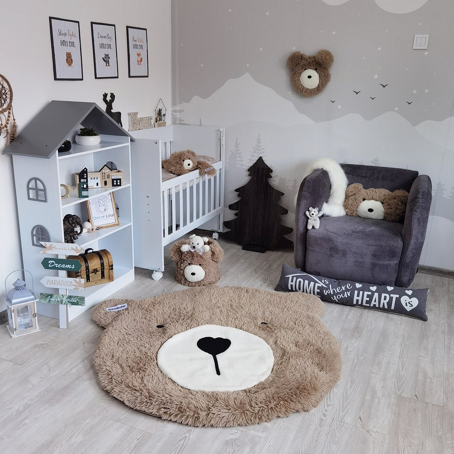 Warm Taupe Bear Pillow Soft Nursery