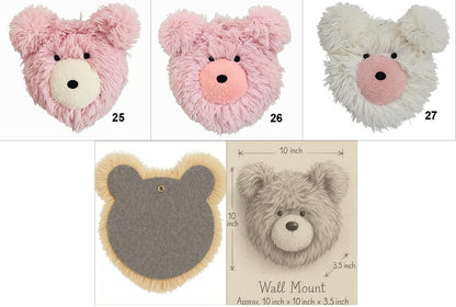 Faux Bear Head Wall Decor - Woodland Nursery Plush Animal