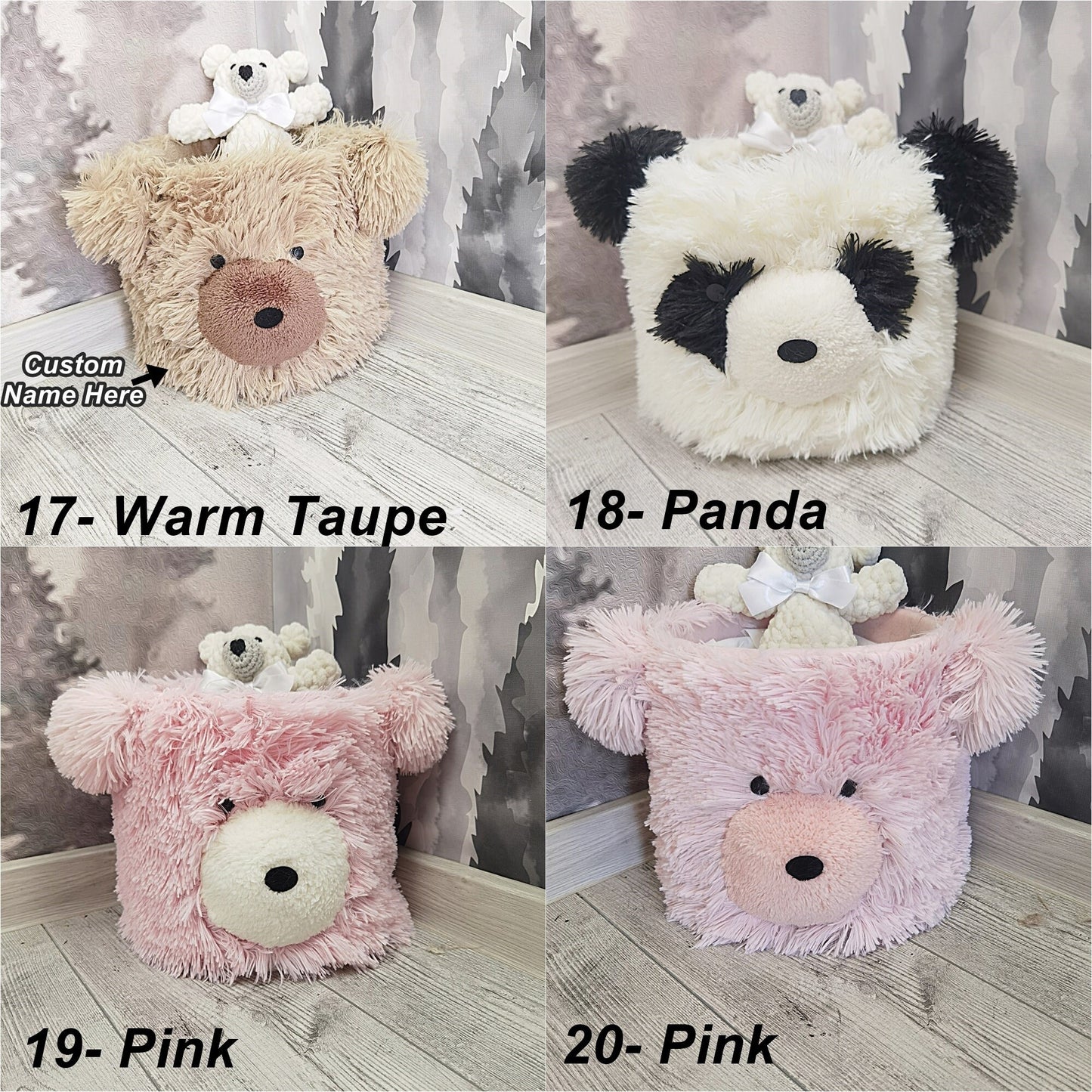 Bear Storage Basket Minky Personalized