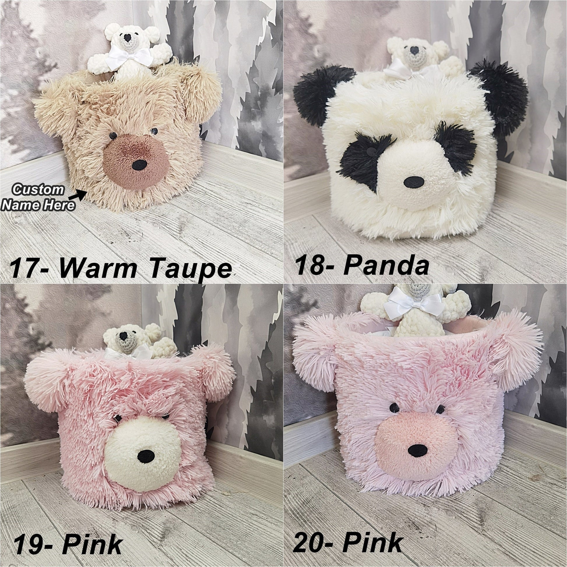 Bear Storage Basket Minky Woodland - DECORLINA