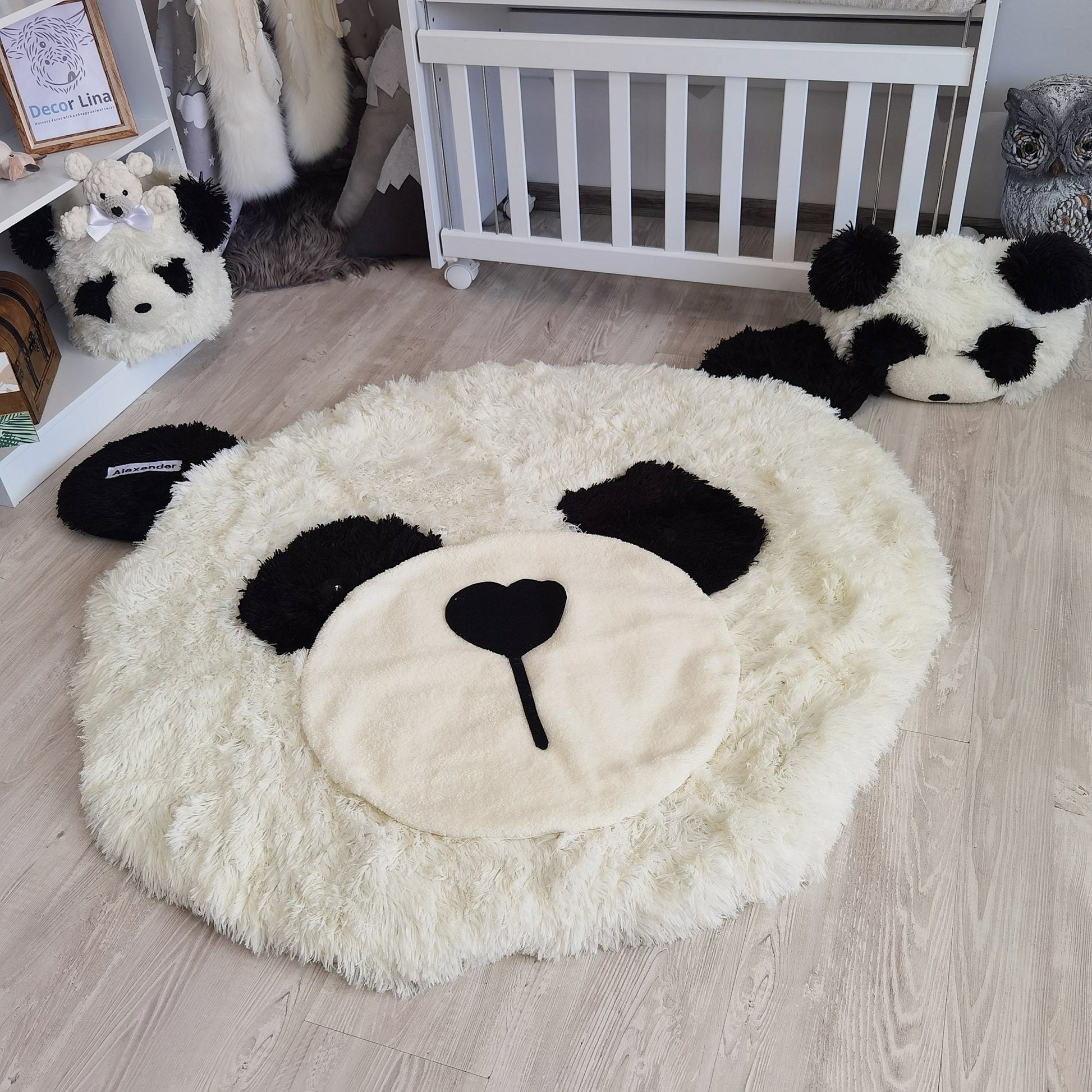 Handmade Minky Panda Bear Rug: Personalized Plush Nursery Decor