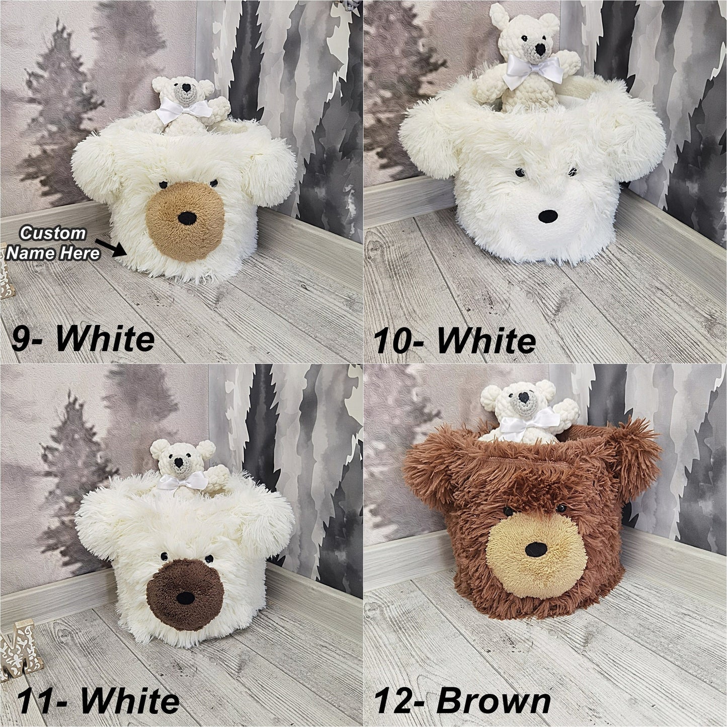 Bear Storage Basket Minky Personalized