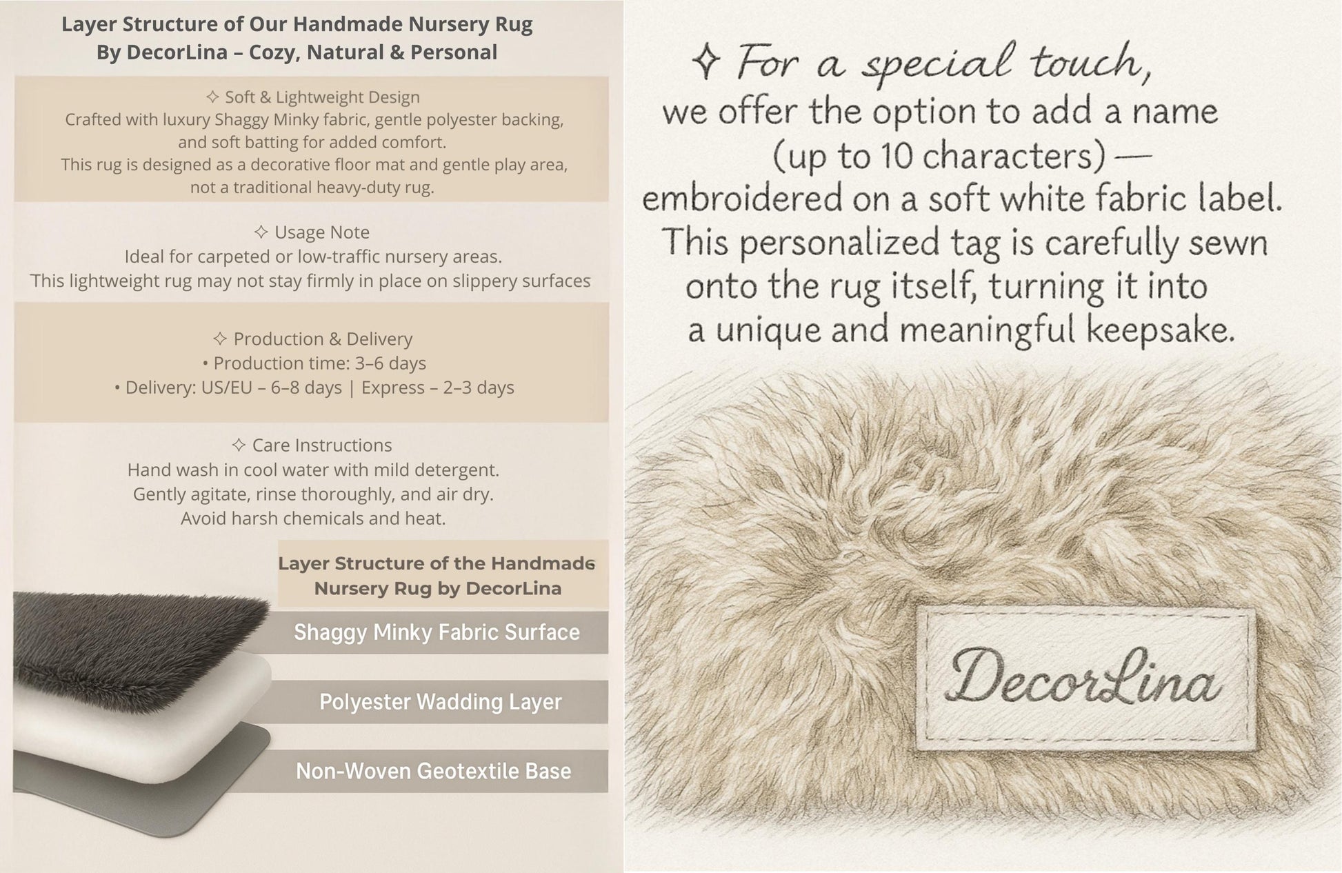 Personalized Fluffy Bear Rug: Cocoa/Snow Nursery Decor