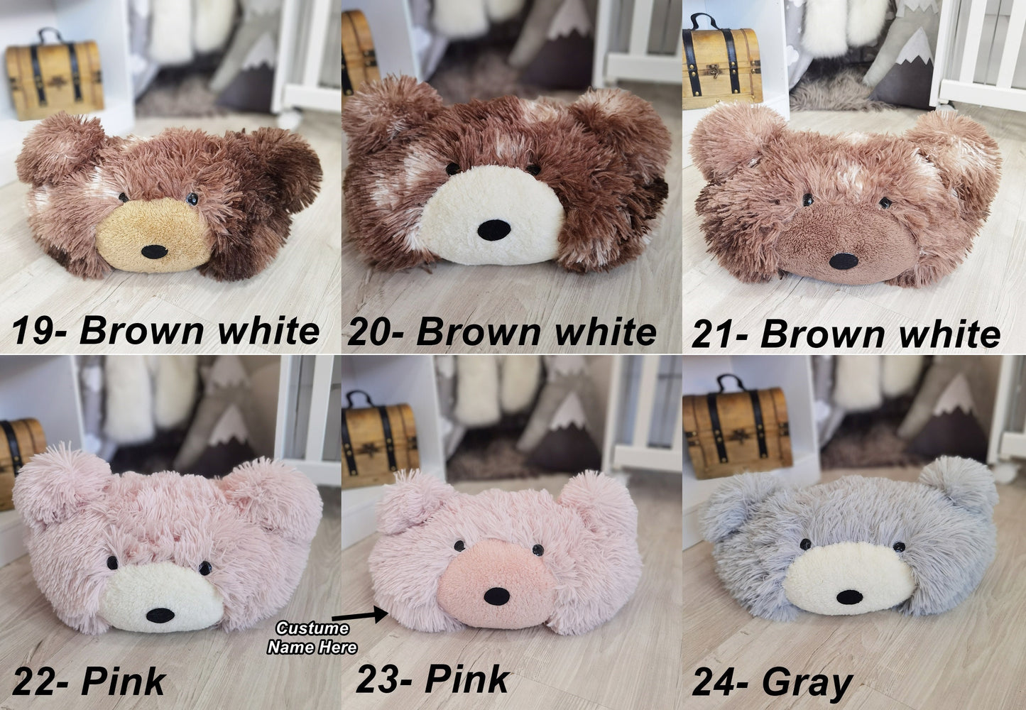Handmade Plush Bear Pillow: Cozy Nursery Decor, Personalizable