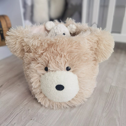 Handmade Beige Faux Fur Bear Rug: Woodland Nursery Decor