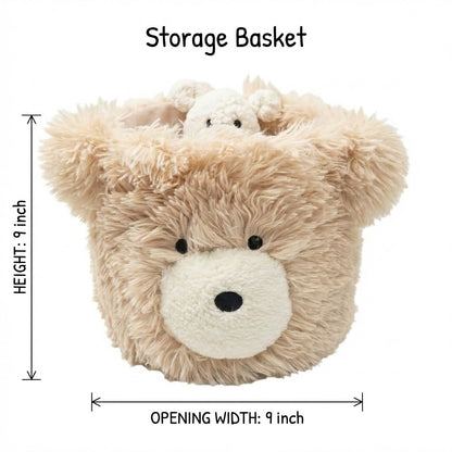 Custom Bear Toy Storage Basket: Minky Woodland Nursery Decor
