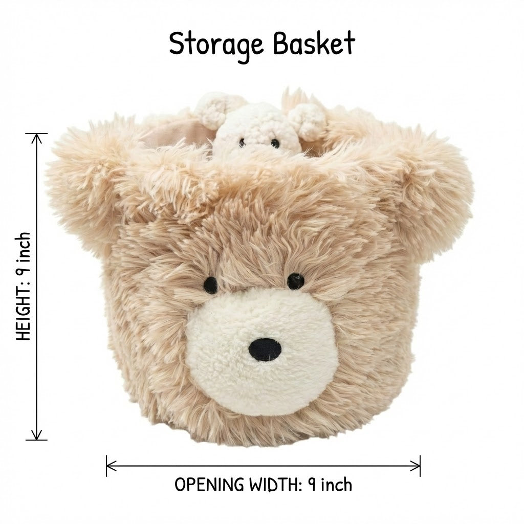 Bear Storage Basket Minky Woodland - DECORLINA