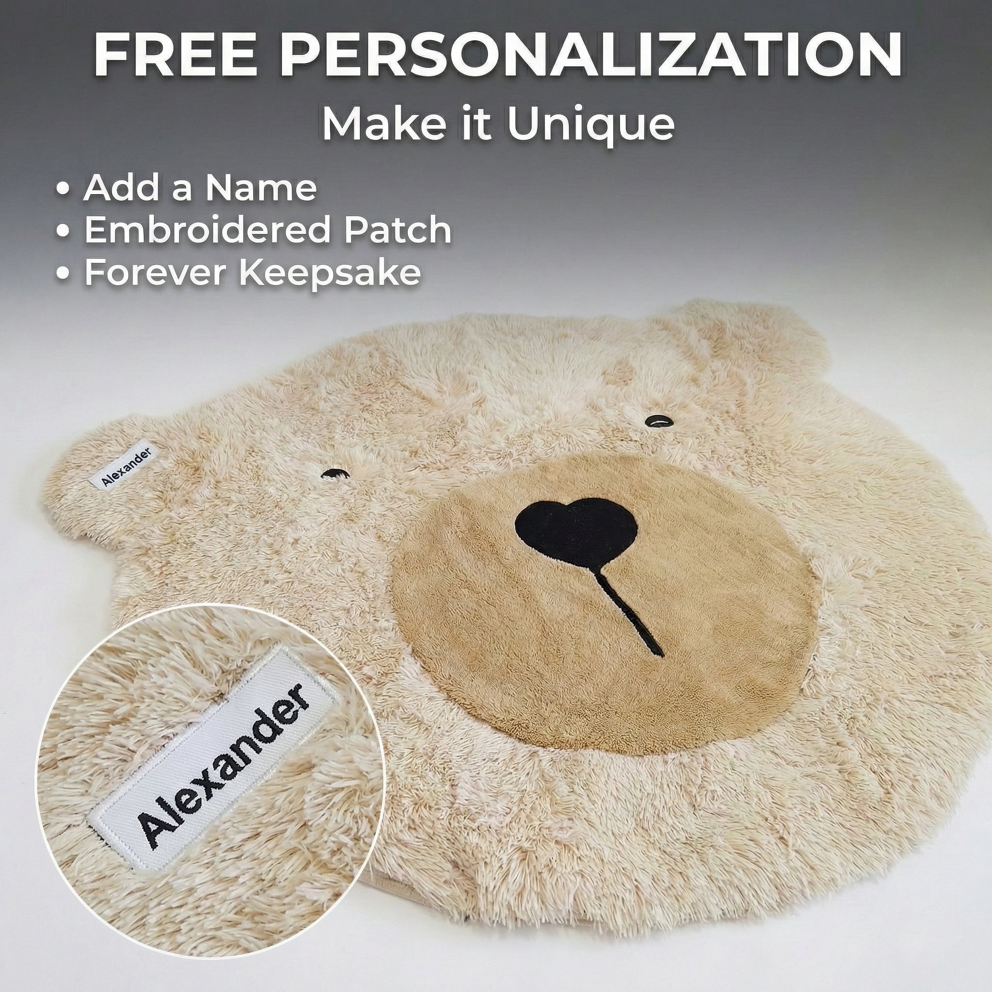 Personalized Bear Pillow: Shaggy Minky Woodland Nursery Decor
