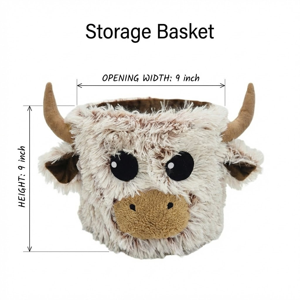 Highland Cow Nursery Rug: Faux Fur Farm Animal Decor