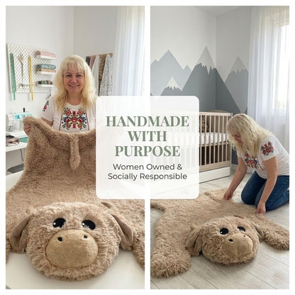 Highland Cow Farmhouse Nursery Rug - DECORLINA