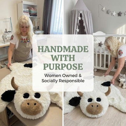 White Highland Cow Rug Plush Farm
