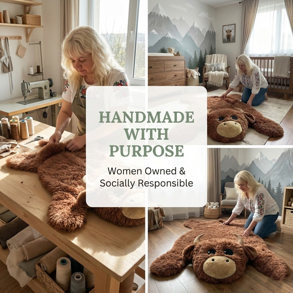 Highland Cow Farmhouse Nursery Rug - DECORLINA