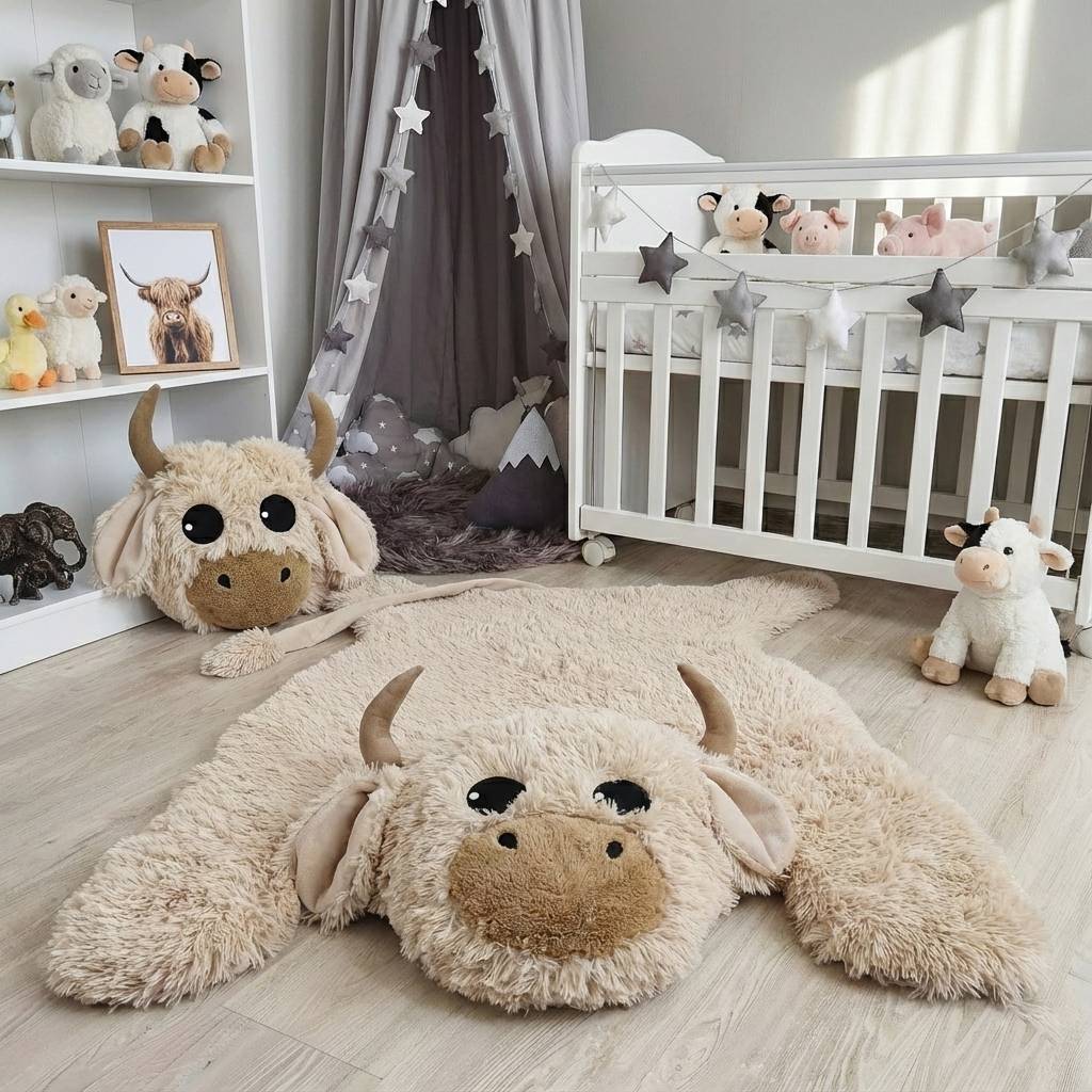 Highland Cow Nursery Basket: Farmhouse Baby Room Decor