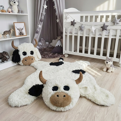 Handmade Highland Cow Nursery Basket: Plush Farm Animal Storage Bin