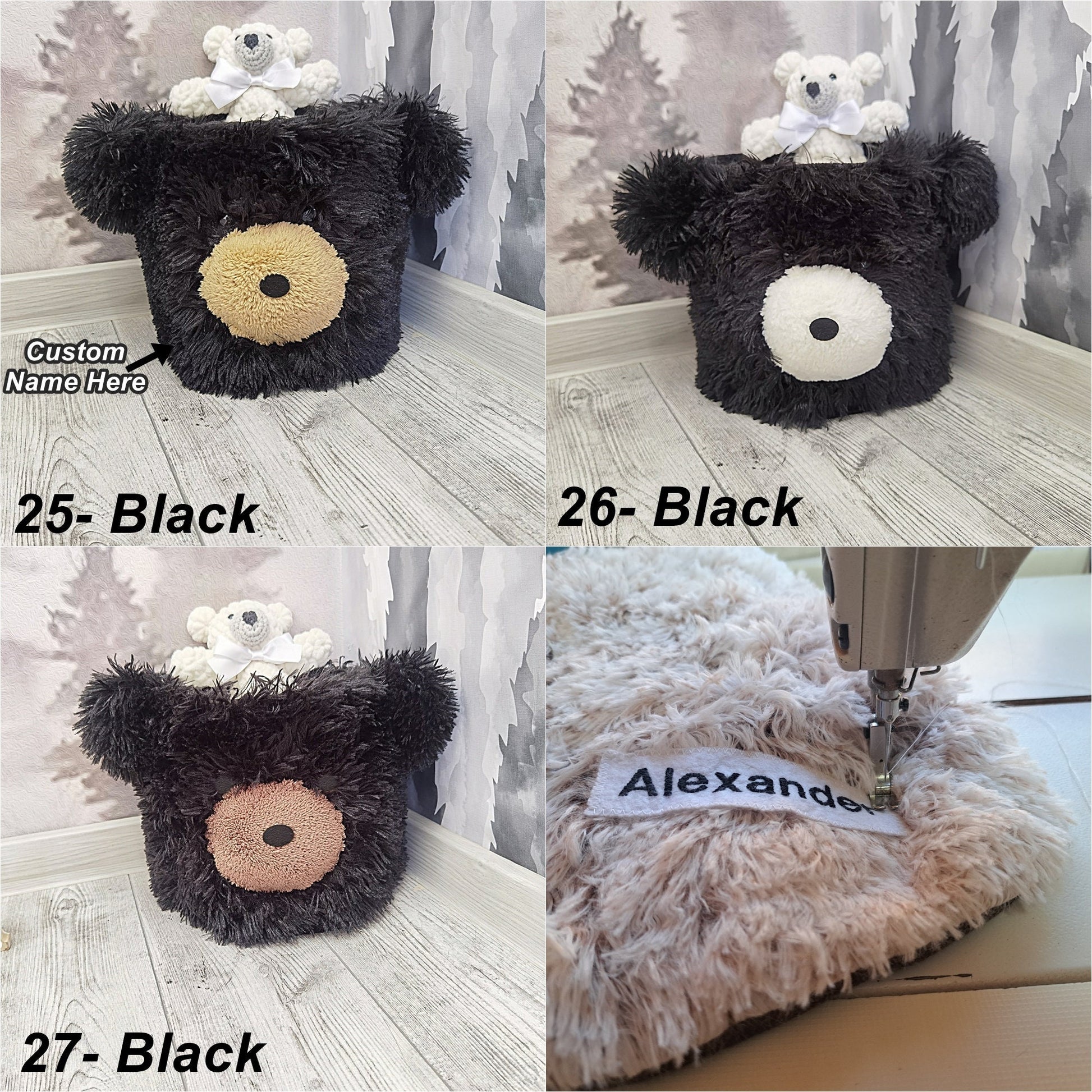 Bear Storage Basket Minky Woodland - DECORLINA