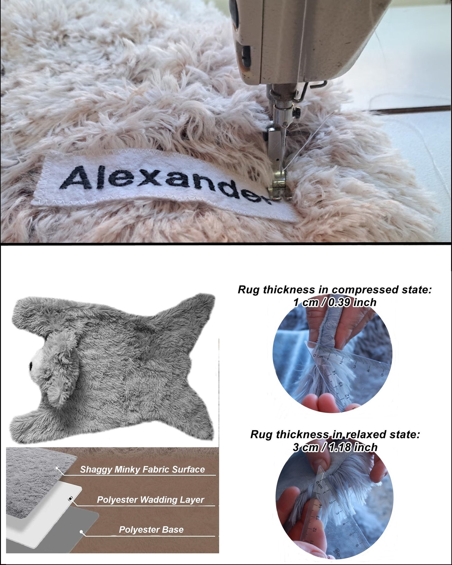 Personalized Fluffy Bear Rug: Frosted Cocoa Nursery Decor