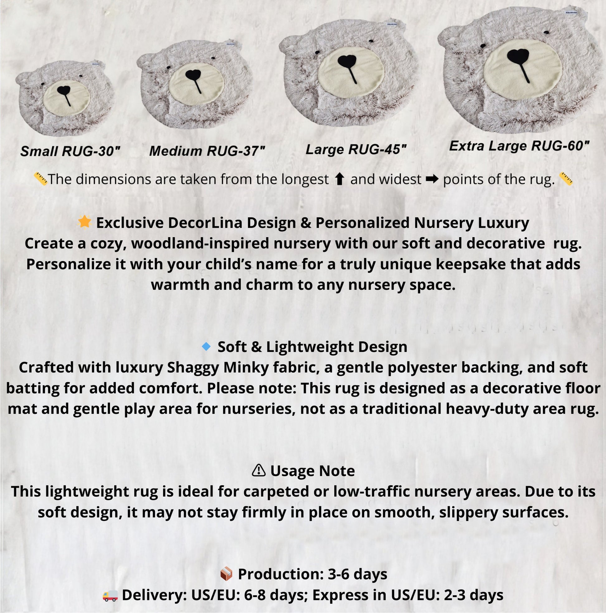 Woodland Bear Rug Beige Faux Fur - DECORLINA