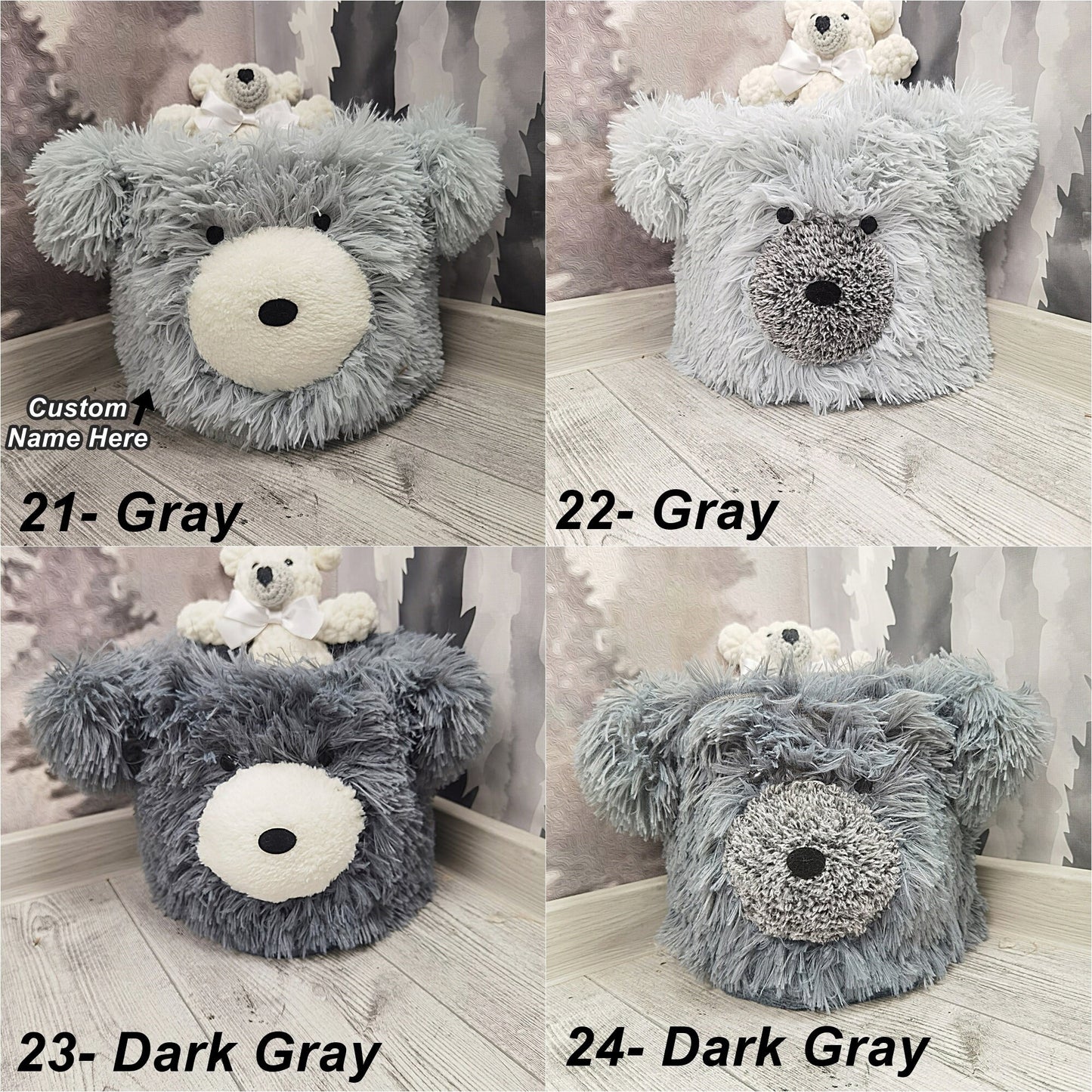Bear Storage Basket Minky Personalized