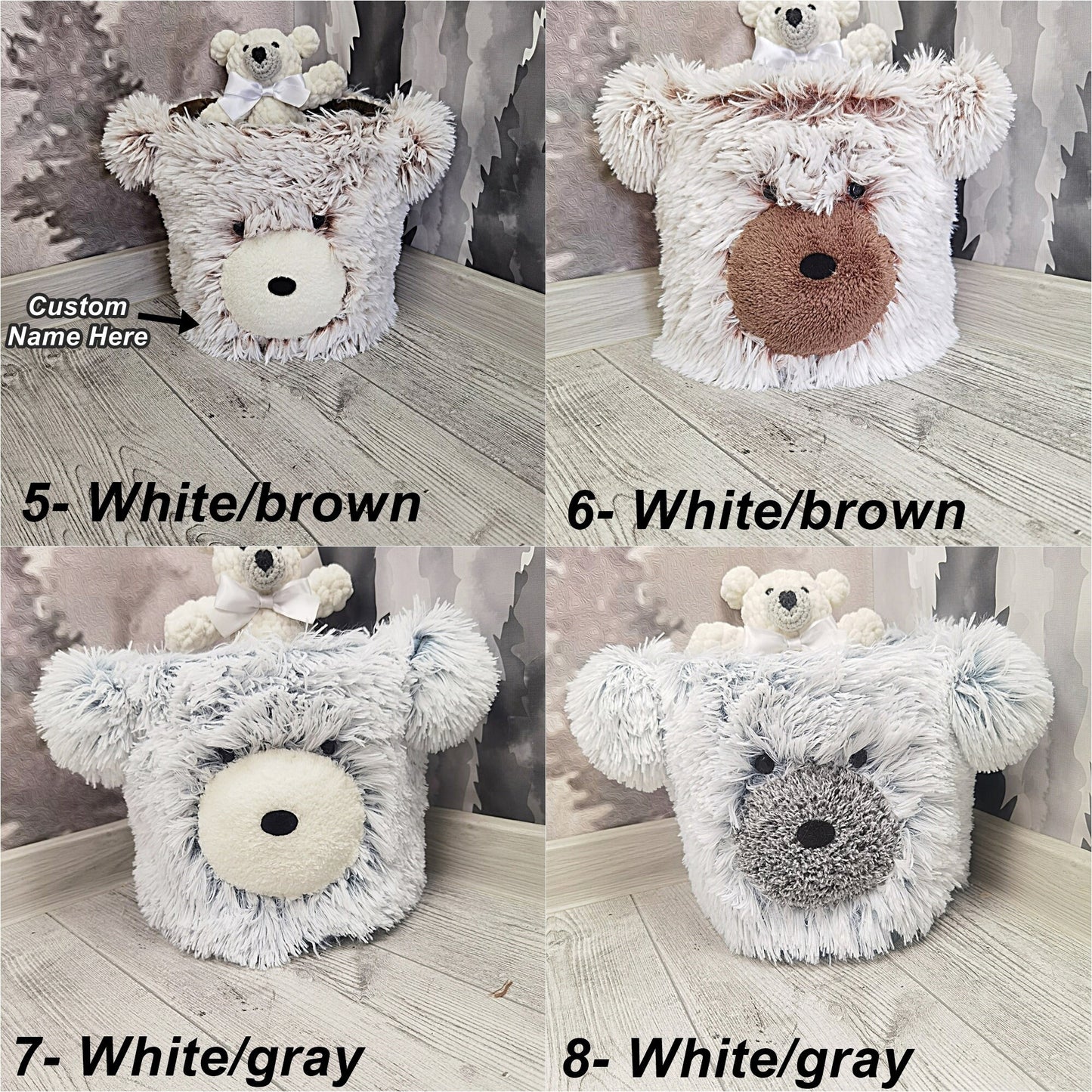 Bear Storage Basket Minky Personalized