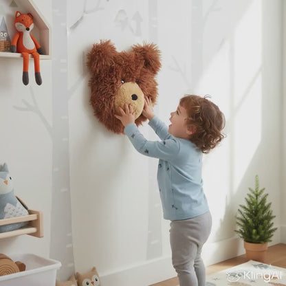 Faux Bear Head Wall Decor - Woodland Nursery Plush Animal