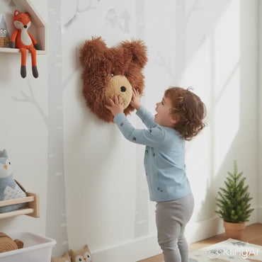 Handmade plush bear wall decor - woodland nursery animal head
