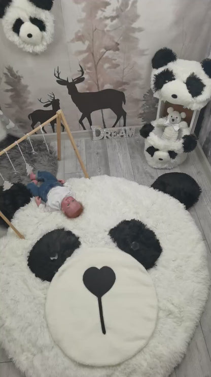 Handcrafted Panda Bear Pillow: Plush Nursery Decor