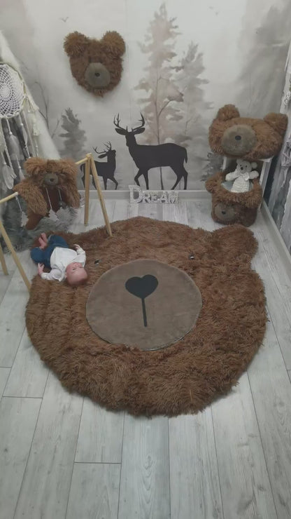 Brown Bear Rug Plush Woodland Personalized
